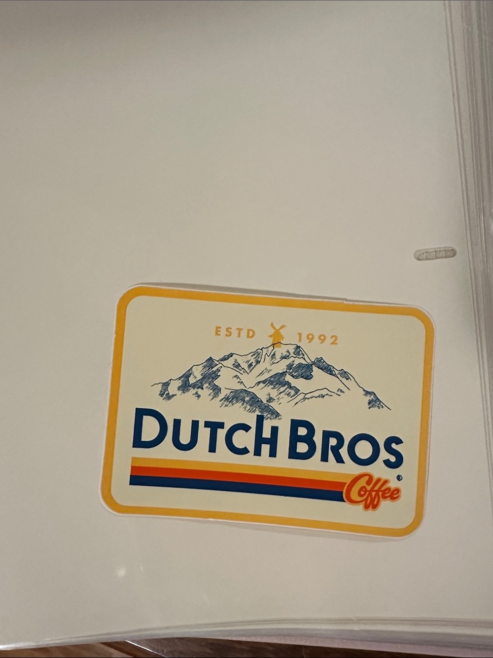 Dutch Bros Mountain Sticker - Cream, Blue, Yellow, Orange